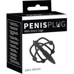 Penisplug You2Toys - пенис плъг - силиконова клетка за главичката с дилататор (черна)