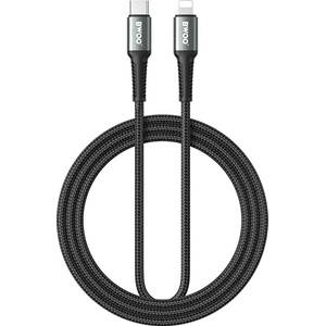 BWOO Кабел 30W, с оплетка, USB-C / Lightning, 2 метра, черен - BWOO