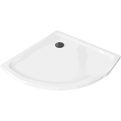 Mexen Flat полукръгъл ултра тънък поддушов коритo 70 x 70 см, бял, сифон черен - 41107070B (41107070B)