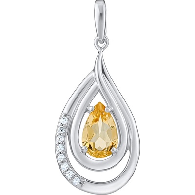 SILVEGO Luxusní stříbrný přívěsek s pravým Citrínem a Brilliance Zirconia FWP10130CI