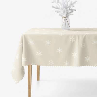 Goldea vianočný hranatý teflónový obrus snehové vločky na latte 100x100 cm