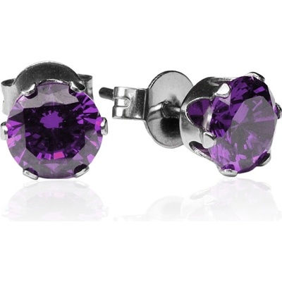 BM Jewellery Náušnice s fialovými zirkony ⌀ 0,6 cm S273020
