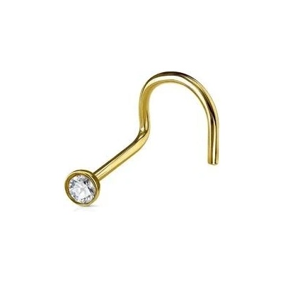 Šperky4U zlacený zahnutý piercing do nosu N0047-GD