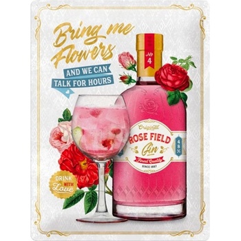 Nostalgic Art Plechová Ceduľa Pink Gin Flowers