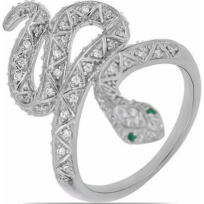Nefertitis Prsten stříbrný s broušenými smaragdy