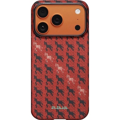 PITAKA Кевларен кейс с MagSafe за iPhone 17 Pro - Pitaka Happiness Rides Cinnebar Steed Edge Ultra Slim Aramid Fiber Case (HR1708P)