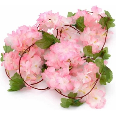 DECOLED 3D jarní dekorace girlanda květinová, 220 × 15 cm, růžová, Sakura