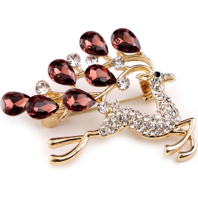 Stoklasa brož s broušenými kamínky jelen 2 ametyst