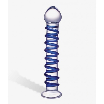Gläs Blue Spiral skleněné Dildo