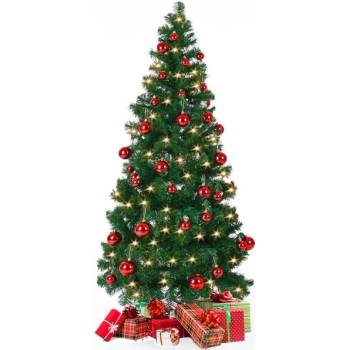 Goleto Umělý vánoční stromek Pop-Up včetně ozdob a LED osvětlení 150 cm | zelený
