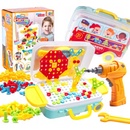 Ostatné stavebnice KIK KX7838_4 Mozaika puzzle plastové bloky + skrutkovač 258 ks