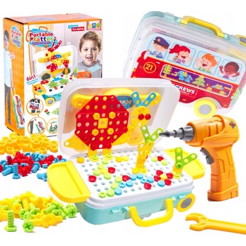 KIK KX7838_4 Mozaika puzzle plastové bloky + skrutkovač 258 ks