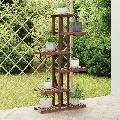 vidaXL Поставка за цветя, 75x25x140, 5 см, масивна ела (362865)