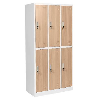 Метален шкаф Carmen CR-1243 J, 6x шкафове, 6x рафтове, 6х лост за закачалки, прахово боядисан, метален, заключване на вратите, товаропоносимост на един рафт 40kg, бял (bt-3580017_91)