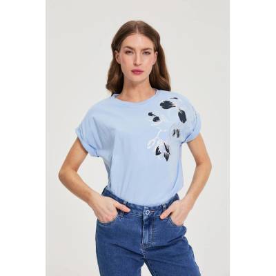 Moodo Блуза с печат светлосиня Moodo Moodo | Sin | ЖЕНИ | XXL