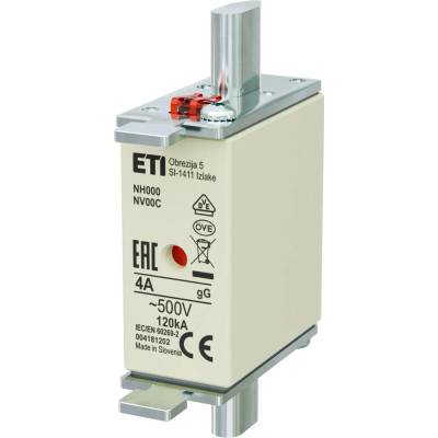 Nožová poistka ETI - NH000/gG/4A/500V