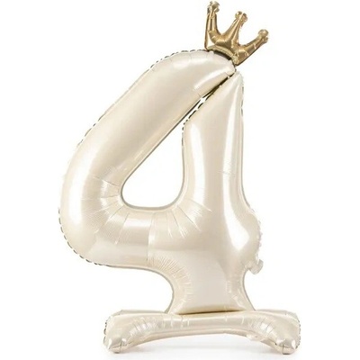 PartyDeco Samostojící fóliový balón 4 Satin cream 84 cm