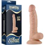 Lovetoy Real Extreme - дилдо с тестиси и вендуза за G-точка - 19 см (телесен)
