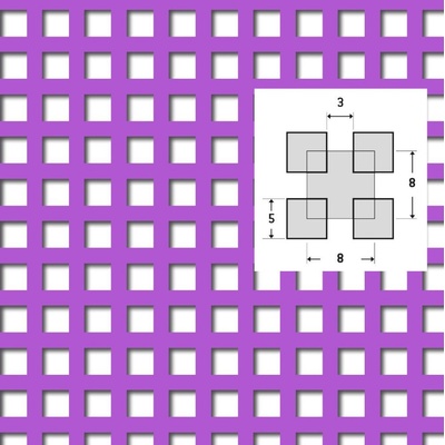 Děrovaný plech QG 5-8 mm, ocel, tloušťka 1 mm, 1000x2000 mm