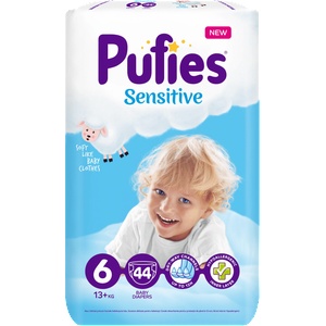 pufies Пелени Pufies Sensitive Extra Large 6, 44 броя (7685)