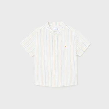 Image 1 of MAYORAL Раирана риза къс ръкав с полу яка ленена за бебе момче Mayoral