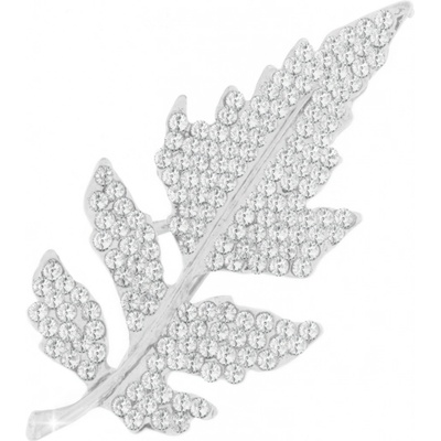 Biju brož lístek vyskládaný zirkony stříbrná 9001469-1