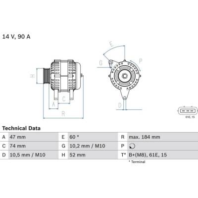 Alternátor BOSCH 0 986 041 190