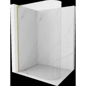 Mexen Kioto-R L заоблена душ-преграда Walk-in 100 x 200 см, прозрачна, златиста четкана - 800-100-103-55-06 (800-100-103-55-06)