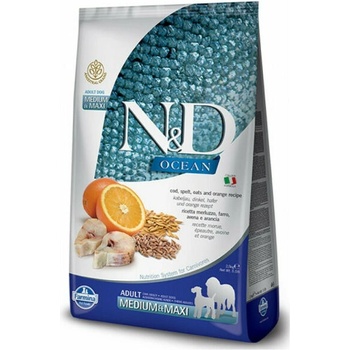 Image 1 of N&D Ocean Adult Medium & Maxi cod, spelled oats & orange 12 kg