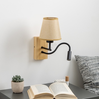 Brilagi - LED Аплик NUBILA WOOD 1xE27/25W/230V +LED/3W дъб/светлокафяво (BG1564D)