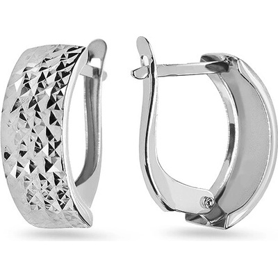 iZlato Forever Náušnice z bieleho zlata k uchu s gravírom Kayla, 14K IZ24522A