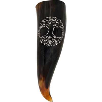 Lord of Battles Vikinský picí roh s rytinou Yggdrasilu 400 500 ml