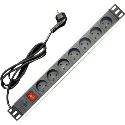 OEM 19'' napájecí panel 7x220V-1,8m PPO Black+přep.ochr.16A 9610