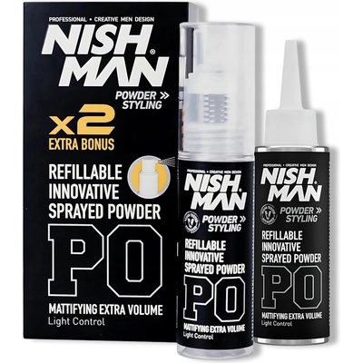 Púder na vlasy v spreji s rozprašovačom NISHMAN POWDER na styling vlasov 20g+20g P0