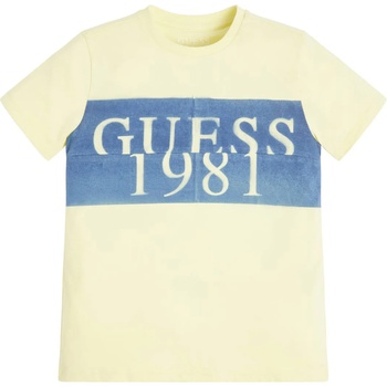 Image 1 of GUESS Тениска с къс ръкав в цвят лайм за момче с цветен надпис Guess