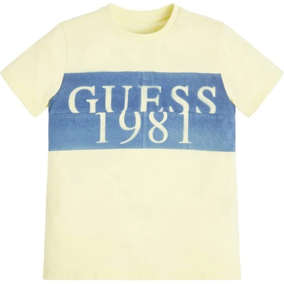 GUESS Тениска с къс ръкав в цвят лайм за момче с цветен надпис Guess