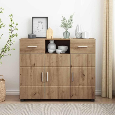 vidaXL Дървен шкаф с чекмедже Дъб 88, 5 x 30, 5 x 73 см Инженерно дърво (880290)