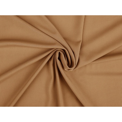 Úplet žebrovaný PES Varianta: 2 (200 g/m²) béžová velbloudí, Balení: 1 m
