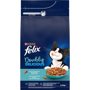 FELIX Doubly Delicious гранули за котки със сьомга и морска риба 1, 4 кг