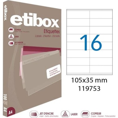 Etikety univerzálne 105x35mm Etibox A4 100 hárkov