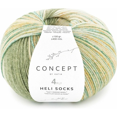 HELI SOCKS Katia Farby HELI SOCKS: 306 khaki-petrol-okrová