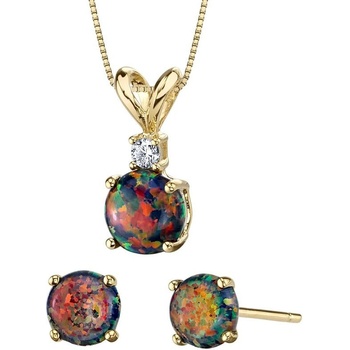 Eppi černé okrouhlé opály a diamant ve zlaté kolekci šperků Vanna C35129