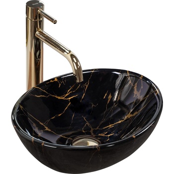 Rea Умивалник за плот Rea Sofia Mini Black Marble Shiny (REA-U6963)