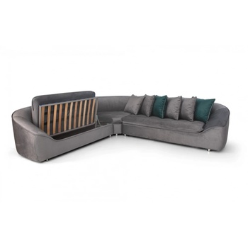 Image 1 of Kambo Ъглов диван Модена, лъскаво сиво, Monolith