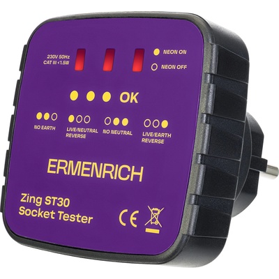 Levenhuk Тестер за захранващи контакти Ermenrich Zing ST30 (83818)