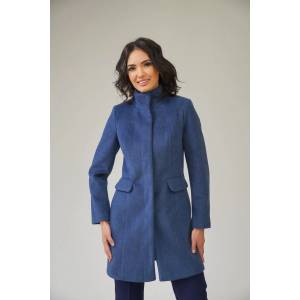 Radek's Collection Елегантно дамско палто цвят деним с косъм 12208-409К