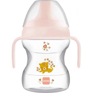 MAM Тренировъчна чаша MAM - Learn to Drink Cup, 6 м+, 190 ml, розов лъв (100018903/BG850189 )