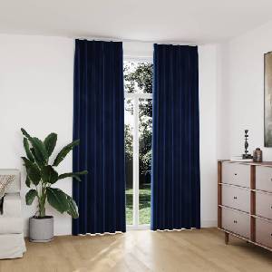 Pure Line Home Кадифени завеси в цвят мастиленосин с перделък, 2 бр. , 140 x 245 см