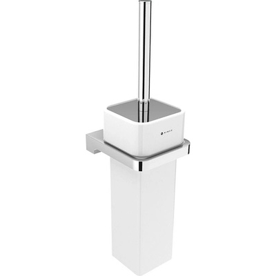 Nimco Maya WC štětka nástěnná hranatá keramická nádoba černý kartáč držák chrom MA 29094K-26