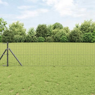 VidaXL Euro plot s 13 sloupky 0,6 x 50 m ocel pozinkovaná v šedé barvě